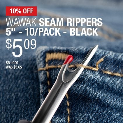 10% Off WAWAK Seam Rippers 5" - 10/Pack -- Black $5.09 / SR-1000 / Was $5.65.